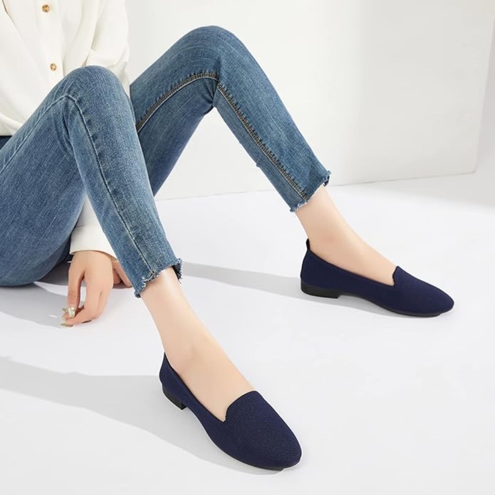 Women's blue Loafers flats, Soft Memory Foam